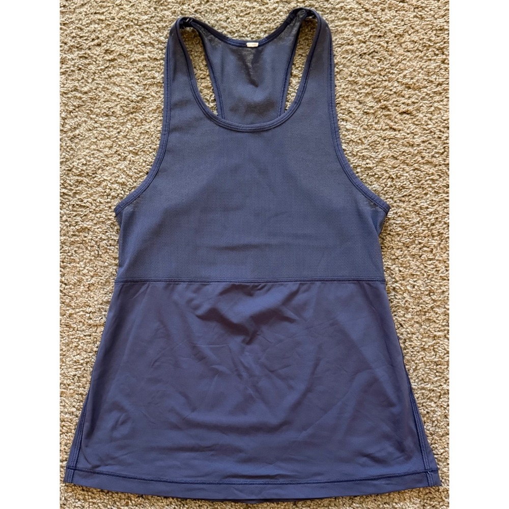 Lululemon Navy Blue Mesh Racerback Athletic Tank Top Women Size 4